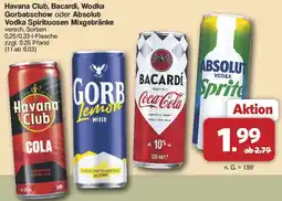 Famila Nord West Havana Club, Bacardi, Wodka Gorbatschow oder Absolut Vodka Spirituosen Mixgetränke Angebot