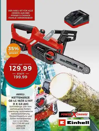 BBM Baumarkt Einhell Powerx-change Akku-kettensäge Ge-lc 18-25 Li Kit Angebot