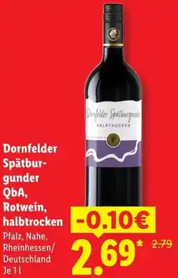 Lidl Dornfelder Spätburgunder QbA, Rotwein, halbtrocken Angebot