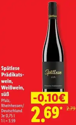 Lidl Spätlese Prädikatswein, Weißwein Angebot