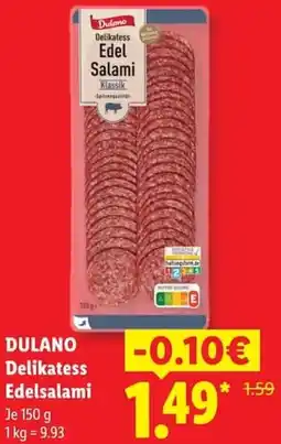 Lidl DULANO Delikatess Edelsalami Angebot