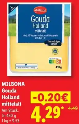 Lidl MILBONA Gouda Holland mittelalt Angebot