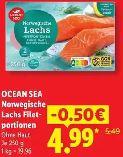 Lidl OCEAN SEA Norwegische Lachs Filetportionen Angebot