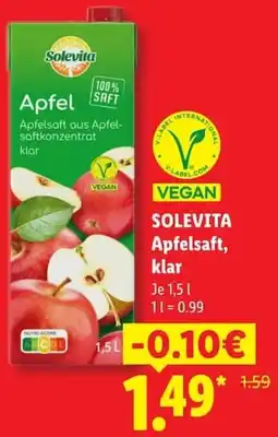 Lidl SOLEVITA Apfelsaft, klar Angebot