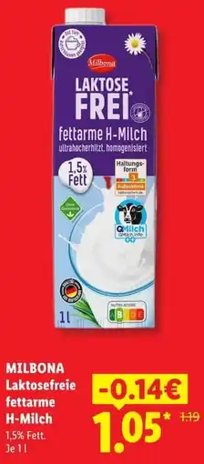 Lidl MILBONA Laktosefreie fettarme H-Milch Angebot