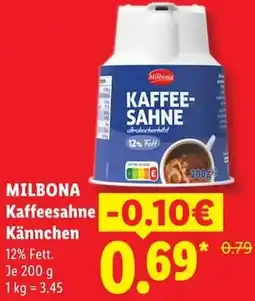 Lidl MILBONA Kaffeesahne Kännchen Angebot