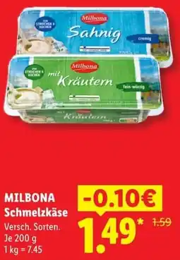Lidl MILBONA Schmelzkäse Angebot