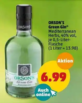 PENNY Orson's Green Gin 0,5L Angebot