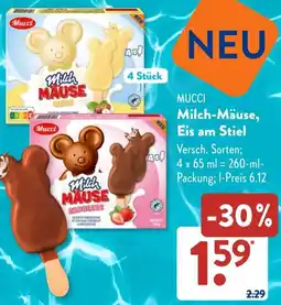 Aldi Süd MUCCI Milch-Mäuse, Eis am Stiel Angebot