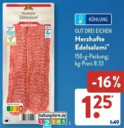 Aldi Süd GUT DREI EICHEN Herzhafte Edelsalami Angebot