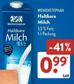 Aldi Süd WEIHENSTEPHAN Haltbare Milch Angebot