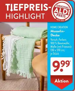 Aldi Süd HOME CREATION Musselin Decke Angebot