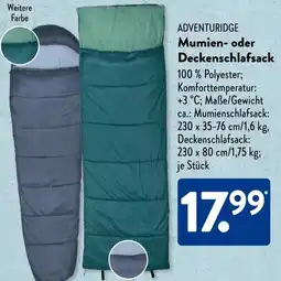 Aldi Süd ADVENTURIDGE Mumien- oder Deckenschlafsack Angebot