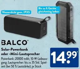 Aldi Süd BALCO Solar-Powerbank oder Mini-Lautsprecher Angebot