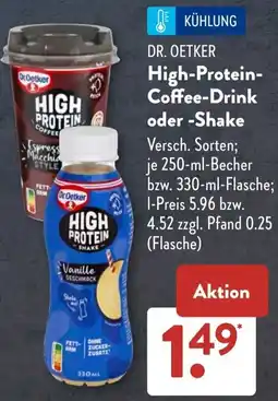 Aldi Süd DR. OETKER High-Protein Coffee-Drink oder Shake Angebot