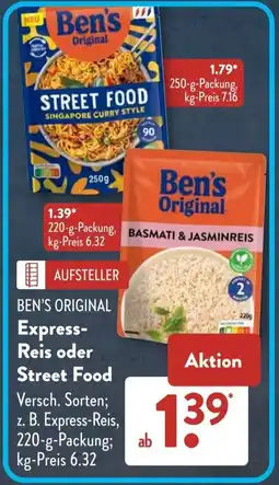Aldi Süd BEN'S ORIGINAL Express Reis oder Street Food Angebot