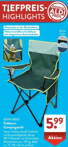 Aldi Süd ADVENTURIDGE Faltbarer Campingstuhl Angebot