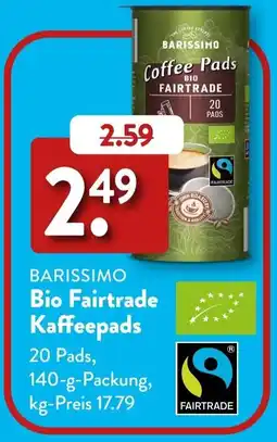 Aldi Süd BARISSIMO Bio Fairtrade Kaffeepads Angebot