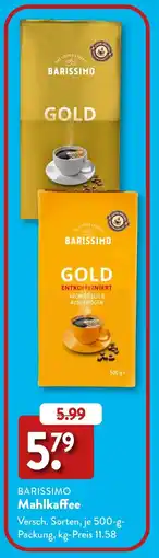 Aldi Süd BARISSIMO Mahlkaffee Angebot