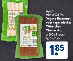 Aldi Süd MYVAY/ MEIN VEGGIE TAG Vegane Bratwurst oder vegetarisches Würstchen Wiener Art Angebot