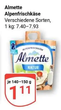 Globus Almette Alpenfrischkäse Angebot