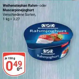 Globus Weihenstephan Rahm- oder Mascarponejoghurt Angebot