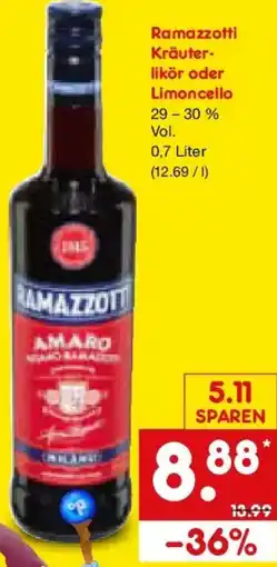 Netto Marken-Discount Ramazzotti Kräuterlikör oder Limoncello Angebot