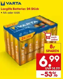 Netto Marken-Discount VARTA Longlife Batterien 24 Stück Angebot