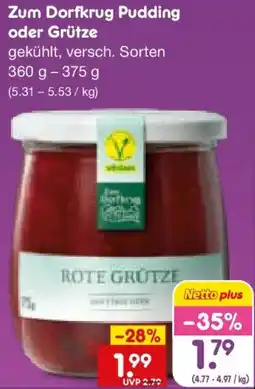Netto Marken-Discount Zum Dorfkrug Pudding oder Grütze Angebot