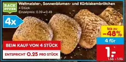 Netto Marken-Discount BACK STUBE Weltmeister-, Sonnenblumen- und Kürbiskernbrötchen Angebot