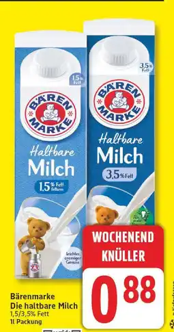 Edeka Bärenmarke haltbare milch 1.5% fett Angebot