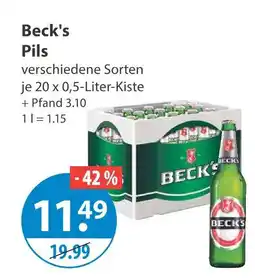 V Markt Beck's pils Angebot