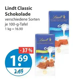 V Markt Lindt classic schokolade vollmilch Angebot