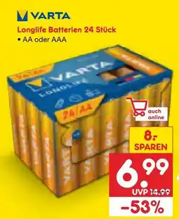 Netto Marken-Discount Varta longlife batterien 24 stück aa oder aaa Angebot