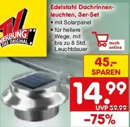 Netto Marken-Discount Edelstahl Dachrinnenleuchten, 3er-Set Angebot