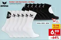 Netto Marken-Discount erima Sneaker- oder Sportsocken, 6er Pack Angebot