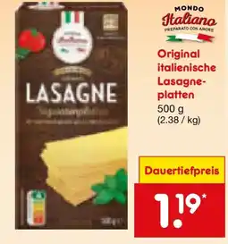 Netto Marken-Discount MONDO Italiano Original italienische Lasagneplatten Angebot
