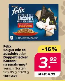 NETTO Felix So gut wie es aussieht oder Doppelt lecker Katzennassnahrung Angebot