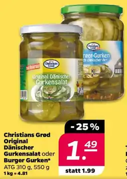 NETTO Christians Grød Original Dänischer Gurkensalat oder Burger Gurken Angebot