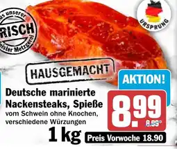HIT Deutsche marinierte Nackensteaks, Spieße Angebot