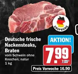HIT Deutsche frische Nackensteaks, Braten Angebot
