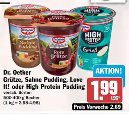 HIT Dr Oetker Grütze, Sahne Pudding, Love It! oder High Protein Pudding Angebot