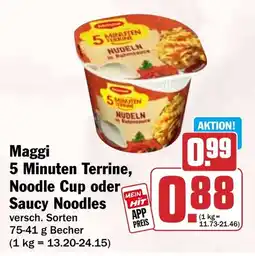 HIT Maggi 5 Minuten Terrine, Noodle Cup oder Saucy Noodles Angebot