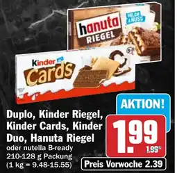 HIT Duplo, Kinder Riegel, Kinder Cards, Kinder Duo, Hanuta Riegel Angebot