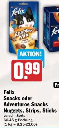 HIT Felix Snacks oder Adventuros Snacks Nuggets, Strips, Sticks Angebot