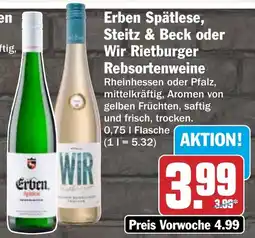 HIT Erben Spätlese, Steitz & Beck oder Wir Rietburger Rebsortenweine Angebot