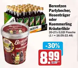 HIT Berentzen Partybecher, Hosenträger oder Kuemmerling Kräuterlikör Angebot