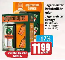 HIT Jägermeister Kräuterlikör oder Jägermeister Orange Angebot