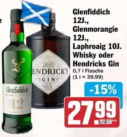 HIT Glenfiddich 12J., Glenmorangie 12J., Laphroaig 10J. Whisky oder Hendricks Gin Angebot