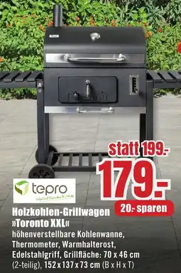 B1 Discount Baumarkt tepro Holzkohlen-Grillwagen Toronto XXL Angebot